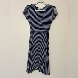 Impressions Navy and White Striped Midi Dress